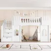 OKWISH Lit Mezzanine 90x200 cm Blanc avec Échelle et Voir les images du produit 2