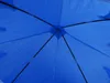 The image shows the inside of a blue umbrella, with the metal ribs and fabric visible. Produktbild-Vorschau