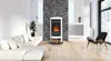 A modern living room with a white electric fireplace, a sectional sofa, and a lounge chair. Produktbild-Vorschau