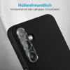 Close-up of a black smartphone camera module with text overlays. Produktbild-Vorschau