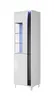 A tall, narrow white cabinet with glass shelves and blue LED lighting. Produktbild-Vorschau