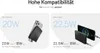 Marketing image showing two different charging scenarios for a power bank. Produktbild-Vorschau