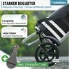 A close-up of a shopping trolley with descriptive text and icons highlighting its features. Produktbild-Vorschau
