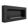A black rectangular bioethanol fireplace with a frame, shown from a side angle against a white background. Produktbild-Vorschau