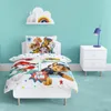 A child's bedroom with a bed featuring Paw Patrol bedding, a nightstand, and a lamp. Produktbild-Vorschau