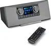 A Medion internet radio and its remote control are displayed on a white background. Produktbild-Vorschau