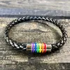 Bracciale LGBT in pelle arcobaleno PL48h Anteprima dell’immagine prodotto 2