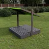 QLS Bac à sable en bois 150 cm avec banc et toit vert Voir les images du produit 7
