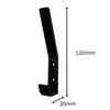 A black metal coat hook with dimensions indicated. Produktbild-Vorschau
