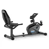 A black and gray recumbent exercise bike is shown against a white background. Produktbild-Vorschau