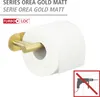 A toilet paper holder with a roll of toilet paper on it, against a white background. Produktbild-Vorschau