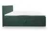 A side view of a green corduroy box spring bed with a white mattress on top, set against a white background. Produktbild-Vorschau
