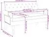 A line drawing of a sofa with dimensions indicated by purple lines and text. Produktbild-Vorschau