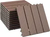 A stack of brown composite deck tiles with a few tiles laid out in front. Náhled obrázku produktu