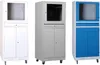 Three industrial computer cabinets of different colors displayed side-by-side on a white background. Produktbild-Vorschau