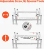 Diagrams showing adjustable dimensions of an air conditioner stand. Anteprima dell’immagine prodotto