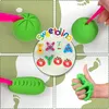 A collage of images showing different ways to use green modeling clay, including cutting, shaping, and creating small figures. Produktbild-Vorschau