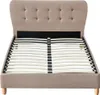 Bett 140 x 190 cm mit gestepptem Kopfteil - Stoff - Beige - Produktbild-Vorschau 1