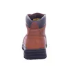 The back view of a brown work boot with a black sole and collar. Podgląd zdjęcia produktu