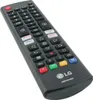 A black LG remote control is shown from a diagonal angle against a white background. Podgląd zdjęcia produktu
