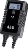 A black battery charger with a digital display and brand logo. Produktbild-Vorschau