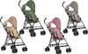 Four strollers of different colors are displayed against a white background. Produktbild-Vorschau