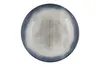 A top-down view of a round plate with a dark blue rim and a textured gray and white center. Produktbild-Vorschau