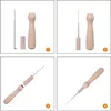 Four-panel image showing the assembly of a felting tool. Produktbild-Vorschau