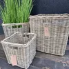 Rattan Pflanzkorb Set 3 Stück Kubu Grau quadratisch mit Produktbild-Vorschau 9
