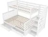 A white bunk bed with stairs and drawers, shown from a diagonal angle. Anteprima dell’immagine prodotto