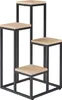 A four-tiered plant stand with a black metal frame and light wood shelves, presented on a white background. Náhled obrázku produktu