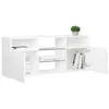 A white TV cabinet with open doors and shelves, displaying books and a decorative bottle. Anteprima dell’immagine prodotto