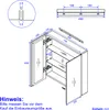Technical drawing of a bathroom cabinet with dimensions and assembly instructions. Produktbild-Vorschau