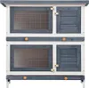 vidaXL Kaninchenstall, Holz, Grau, 90x45x90 cm, 4 Türen, 2 Produktbild-Vorschau 3