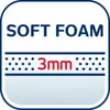 A graphic indicating soft foam with a 3mm thickness. Produktbild-Vorschau