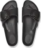A top-down view of a pair of black Birkenstock Madrid Big Buckle EVA sandals on a white background. Produktbild-Vorschau