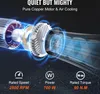 An exploded view of a motor with airflow depicted, accompanied by feature callouts. Voir les images du produit