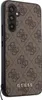 A close-up, side view of a smartphone case with a repeating Guess logo pattern. Podgląd zdjęcia produktu