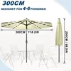QEENTOE, ombrellone da giardino rotondo, diametro 300 cm, Anteprima dell’immagine prodotto 2