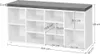 A diagram showing the dimensions of a shoe cabinet with a padded seat. Náhľad obrázku produktu