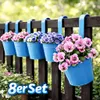 8 Hängetöpfe Blau Kräuter Blumentopf Hängetopf Pflanztopf Produktbild-Vorschau 1