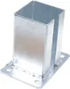 A silver metal post base with a square opening and a flat base with four screw holes. Podgląd zdjęcia produktu