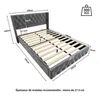 A diagram of a bed frame with dimensions and weight capacity. Voir les images du produit