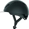 A black riding helmet shown from a side-angle against a white background. Produktbild-Vorschau