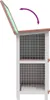 A side view of a wooden rabbit hutch with its roof open. Produktbild-Vorschau