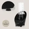 A product image collage showing a black stand mixer with a clear bottle, and close-up insets of its base and a diagram. Podgląd zdjęcia produktu