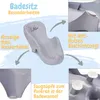 A baby bath seat with text and arrows highlighting its features. Produktbild-Vorschau