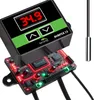 A close-up, angled view of a Terrario Amantea 2.0 heating mat with its electronic control unit and probe, set against a white background. Voir les images du produit