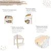 A collage of images showcasing the features of a children's bookshelf. Podgląd zdjęcia produktu