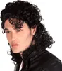 Perruque pop star pour hommes 80s bouclée noire Voir les images du produit 1